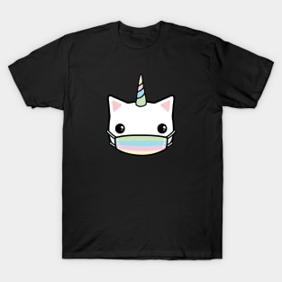 rainbow face mask cat T-Shirt